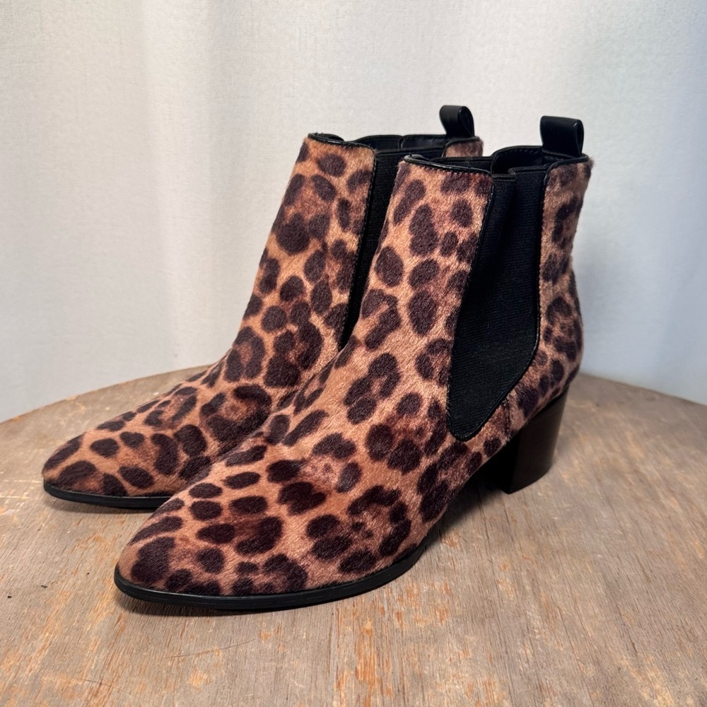 Nine West Leopard Print Faux Calf Hair Ankle Booties